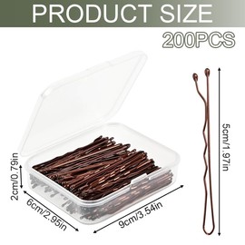 ZYMJBB 200 Count Mini Wavy Bobby Pins 2 Inch Brown, Hair Pins for Updos, Metal Hair Clips with Storage Box for Kids, Girls and Women, Suitable for All Hair Types and Daily Styling