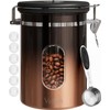 Veken Coffee Canister with Window,Airtight Stainless Steel Kitchen Food Storage