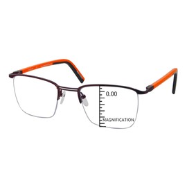 ProEyes Attitude 2,Progressive Multifocal Blue Light Blocking Readers w/Spring Hinge, Anti-Reflective Resin Lens, 0 Power on Top Lens (Square Brown, up+0.00,down+1.75)