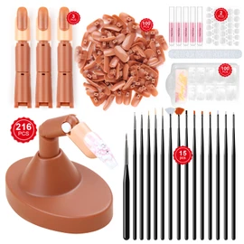 Saviland Acrylic Nail Practice Fingers: Adjustable Nail Practice Hand Fake Mannequin Training Finger Replaceable Nail Tips Nail Art Brush Complete Tool Kit Beginner Home DIY