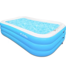 Inflatable Swimming Pool efubaby 120" X 72" X 22" Blow up Pool Full Sized Inflatable Pools Kiddie Toddler Family Backyard Pools for Adults Kids Age 3 + Light Blue