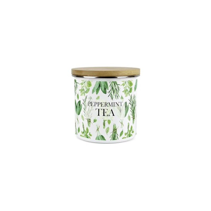 Kitchen Herbs Peppermint Tea Storage Canister - White & Green
