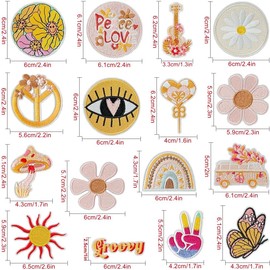 16 Parches para Ropa de Diferentes Estilos - Parches para Mochila para Planchar, Múltiples Estilos Coloridos, Parches Termoadhesivo para Coser o Planchar para Ropa, Vestidos, Gorras, Jeans y Accesorios DIY (Style-A)