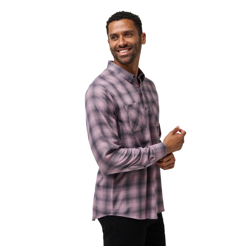 TravisMathew Men's Cloud Flannel Plaid, Elderberry/Total ECL