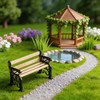 QIHAWN 1/24 Black Wooden Miniature Park Bench for Diorama Model