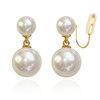 OWADAR Pearl Clip on Earrings 18K Gold Plated Double Balls