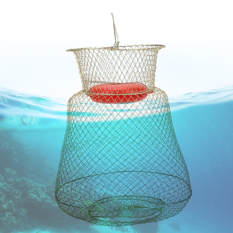 Stainless Steel Foldable Round Portable Fish Shrimp Basket Fishing Net