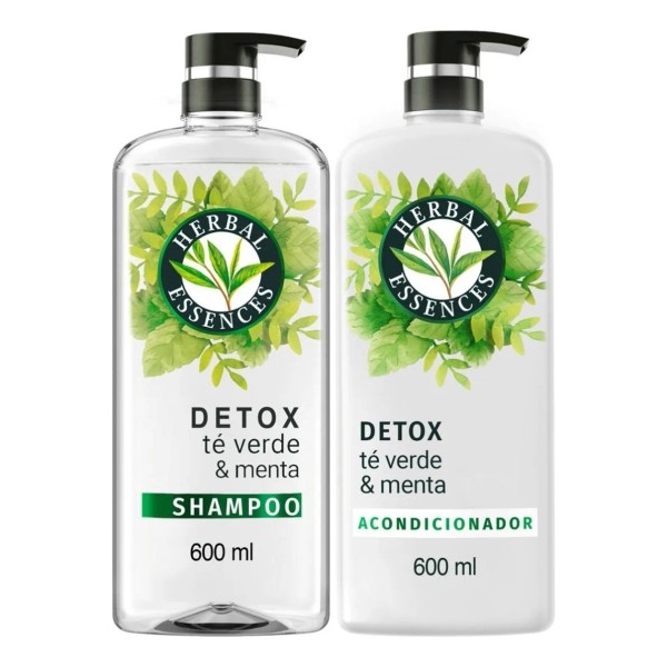 Kit Acondicionador Y Shampoo Té Verde y Menta 1200ml Herbal