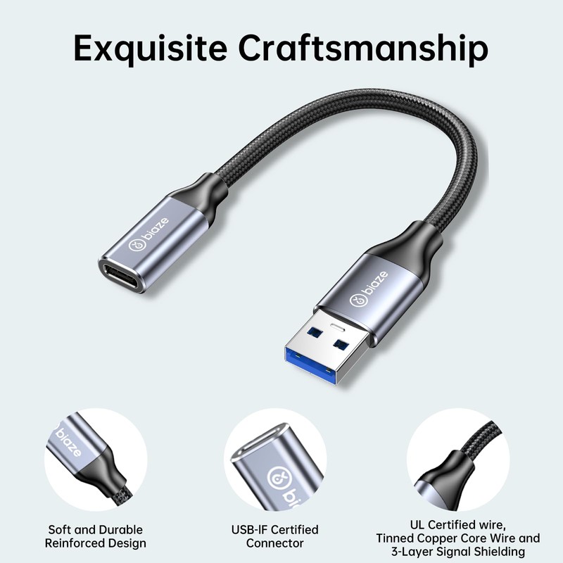 biaze USB C Female to USB Male Adapter, USB A
