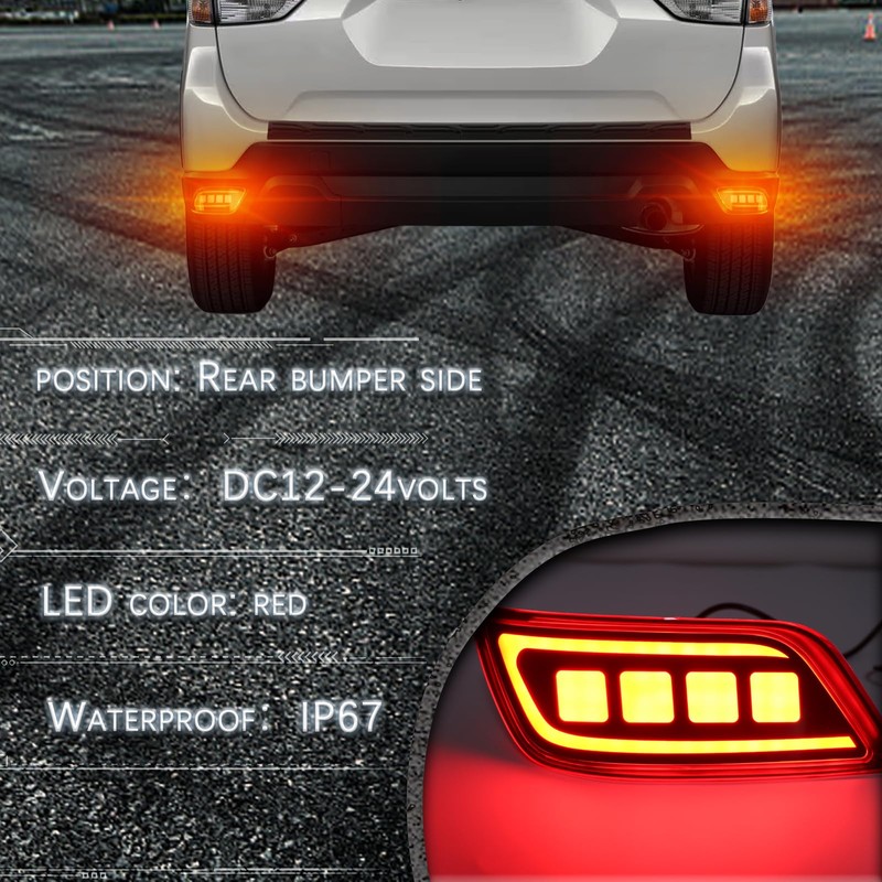 GEEGEETOP Full Lens LED Rear Reflector Bumper Fog Light Assembly