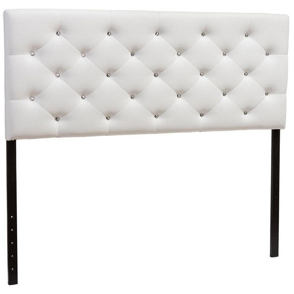 Baxton Studio Viviana Modern and Contemporary White Faux Leather Upholstered Button-Tufted Full Size Headboard