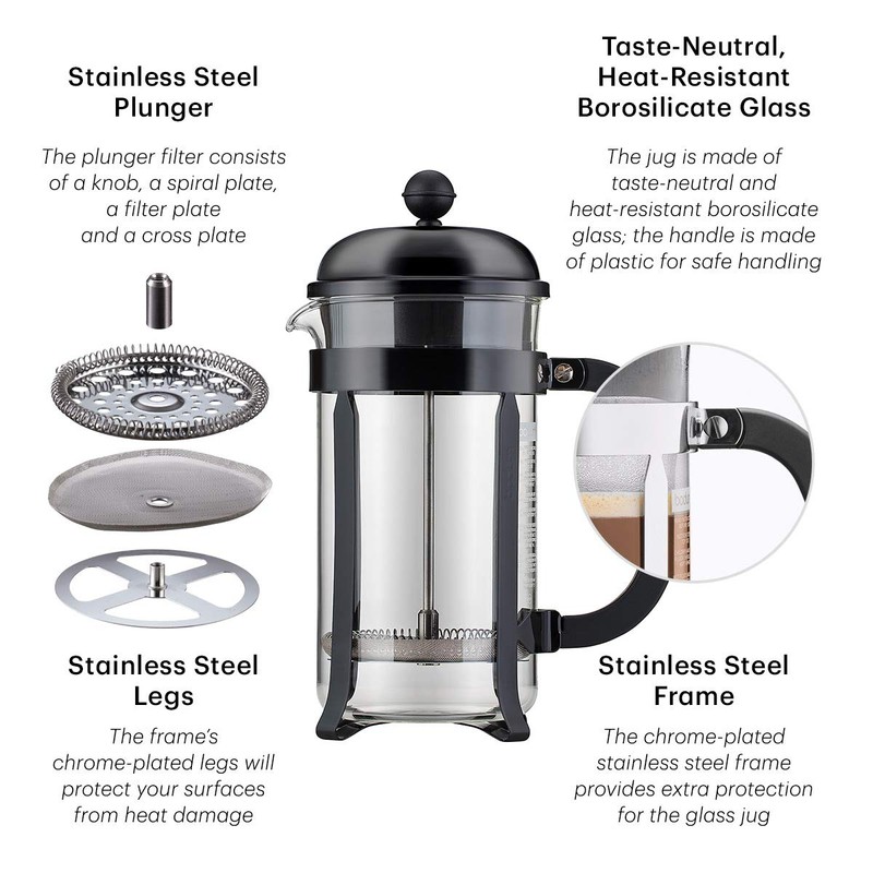 Bodum 34oz Chambord French Press Coffee Maker, High-Heat Borosilicate Glass,