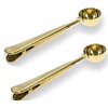 Coffee Scoop with Bag Clip, Stainless Steel Long Handled Tea Spoon Coffee Accessories and Kitchen Utensils 2pcs Set (Gold)