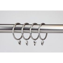 A&F Rod Décor - 10 Heavy Duty Curtain Rings w/ Clips 2-1/2 inch Satin Nickel