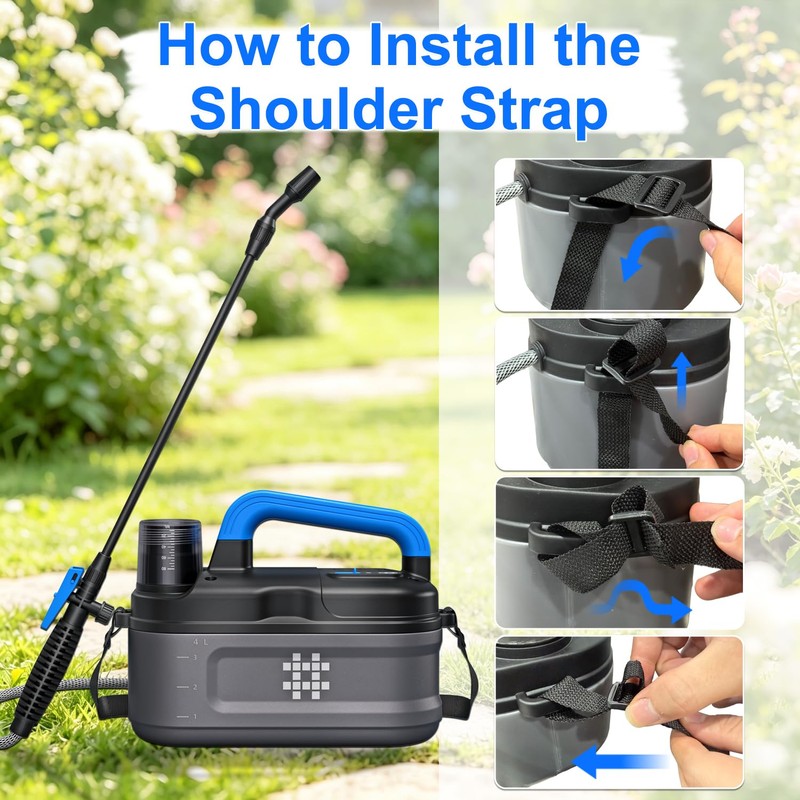 Battery Powered Sprayer 1 Gallon,Rechargeable Electric Pump Sprayer with Adjustable