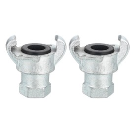 sourcing map Iron Air Hose Fitting, 2Pcs 1/4" NPT Female 2 Lug Chicago Fitting Straight Through for Pipe Connections, Silver Tone