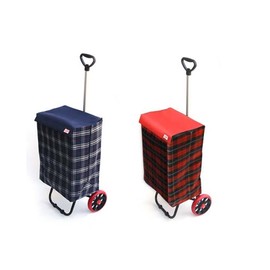 Xiang Single Hand Carrier (Bearing Wheels) Foldable Hand Cart Single Carrier/Shopping Cart/Mart/Shopping/Market Check Red 2ea