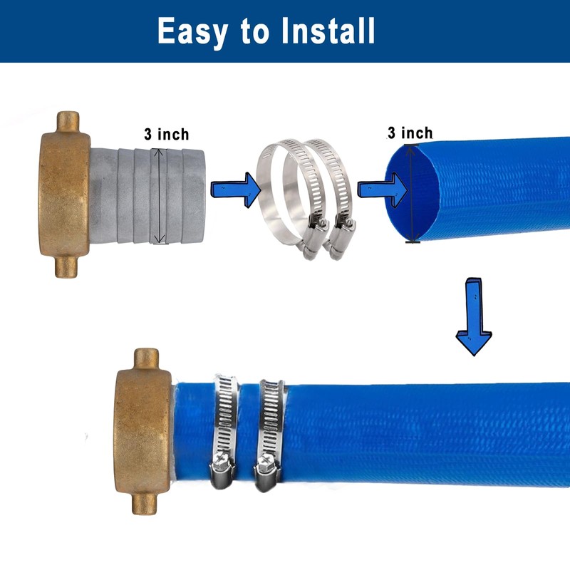 EASTRANS Aluminum Female Hose Fitting with Brass Nut, 3 inch