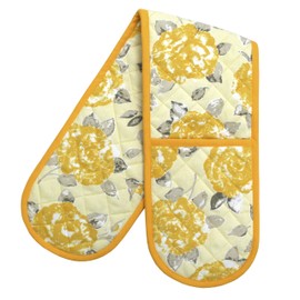 Ragged Rose Double Oven Glove, Cotton, Gold, 85x17x1 cm