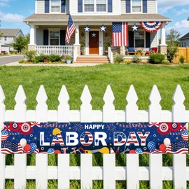 EUOYUFO Large Happy Labor Day Yard Sign Banner 9.8 x 2 Ft Labor Day Outdoor Banner Photo Booth Props for Remember and Honor Laborer Party Decorations