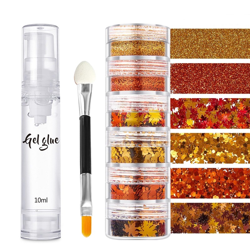 Fall Nail Art, 6 Boxes Fall Leaves Nail Glitter Sequin
