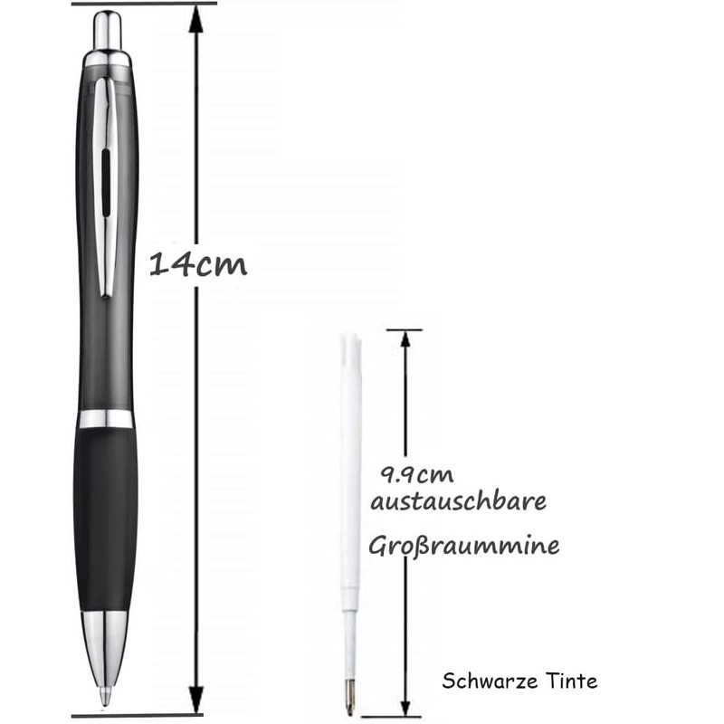Libetui Set of 10 Ballpoint Pens Ergonomic Black Ink Non-Slip