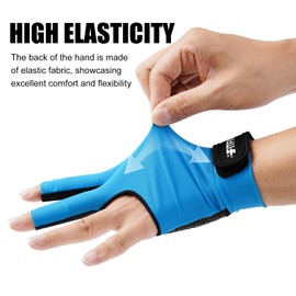FITFIV Billiard Pool Glove for Left Hand 3 Finger, Durable Double Stitching, Snooker Cue Sport Glove Adjustable Popular Sizes for Men & Women