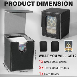 Jamiukro Card Deck Box for MTG Commander, TCG Card Box, PU Leather Magnetic Trading Card Storage Box, Holds 100 Double Sleeve Cards, Black & Grey