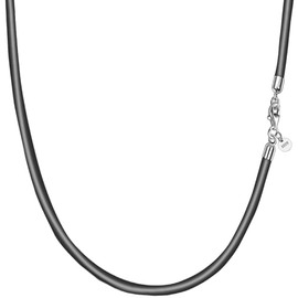 Viwind Real Leather Necklace, 2.5 mm/3 mm, Wide, Braided Leather Chain, Leather Cord, 45-60 cm, Choice of 925 Sterling Silver Verse, Closure, for Women and Men, DIY Pendant, Jewellery with Gift Box,