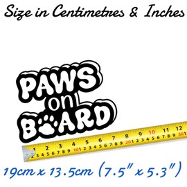 Hatcherabilia Paws On Board Pet Funny Car Stickers - Cat Stickers - Campervan Decals - Motorhome Stickers - Bumper Stickers - Cute Stickers - Dog Car Stickers and Decals (Black)