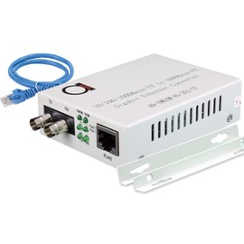 Single Mode ST Gigabit Fiber Media Converter - Built-in Fiber Module 20 km (12.42 Miles) ST – to UTP Cat5e Cat6 10/100/1000 RJ-45 – Auto Sensing Gigabit or Fast Ethernet - Jumbo Frame - LLF Support