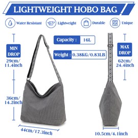VX VONXURY Crossbody Bag Frauen, Große Reißverschluss Leinwand Hobo Tasche mit Verstellbarem Riemen, Umhängetasche Wiederverwendbare Lebensmitteltaschen für Schulreise Teen Mädchen