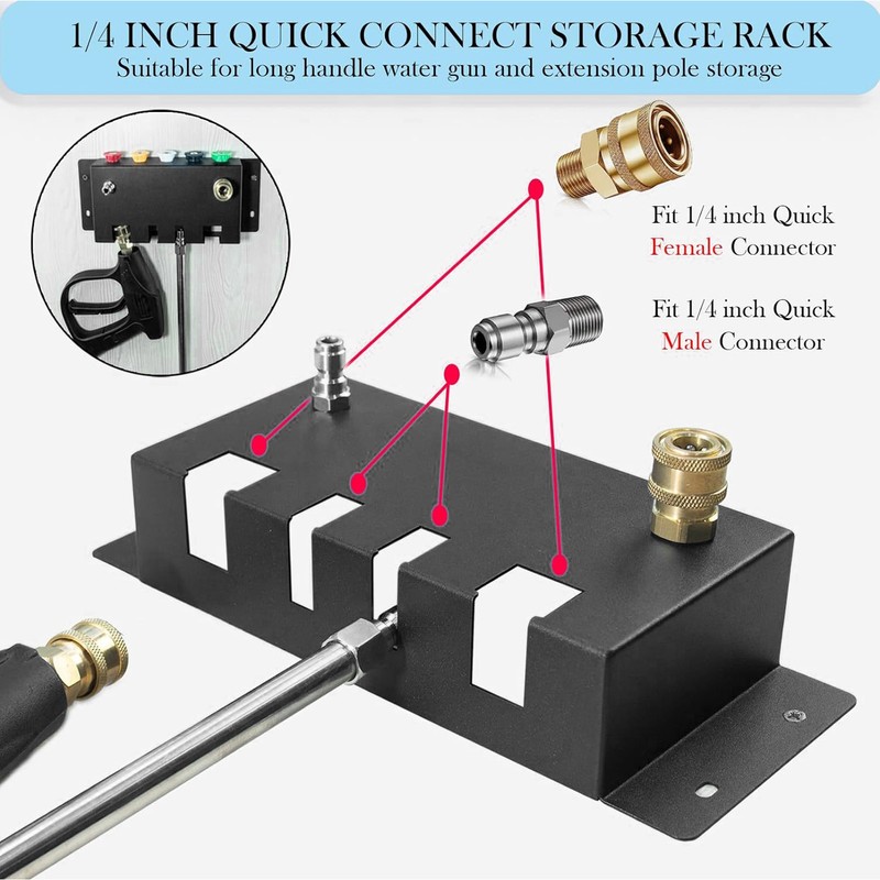 High Pressure Washer Gun Holder Wall Mounted Stainless Steel Foam