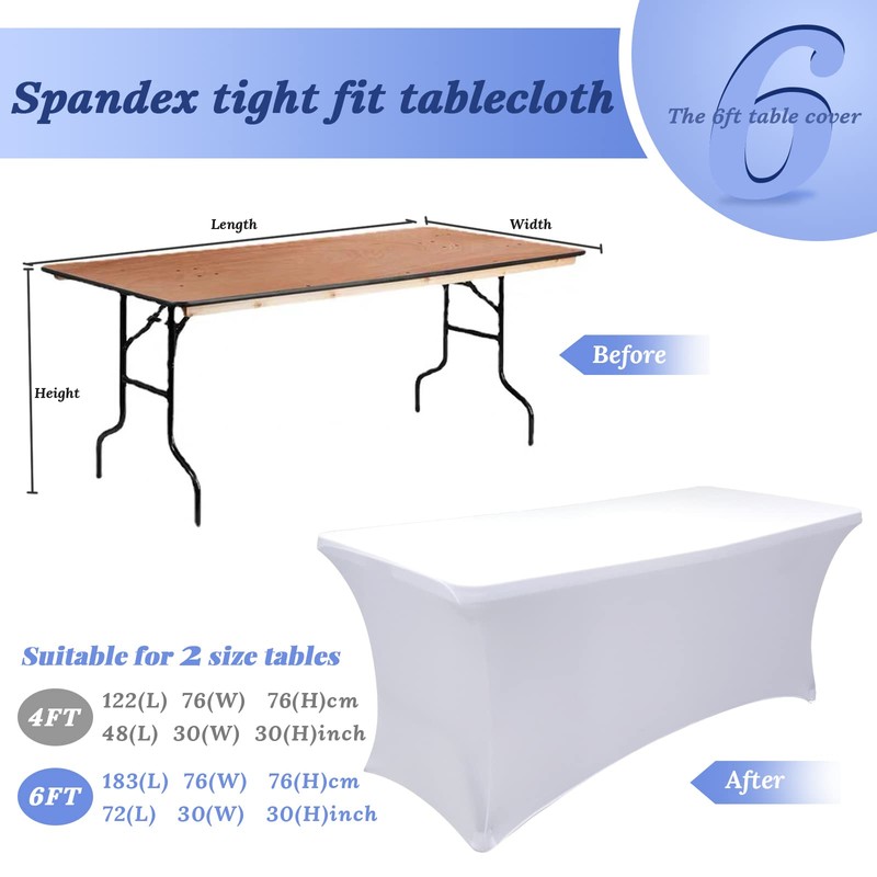 Grantop Black Stretchable Spandex Tablecloth, 6FT Tight Fitted Stretchy Table