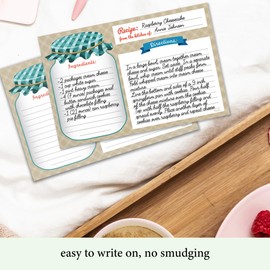 Mason Jar Recipe Cards - 50 Premium Double Sided Cards, 4x6 inches. Thick, Perfect for Recipe Boxes Bridal Showers Recipe Books by Neatz