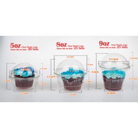 GOLDEN APPLE, 3.5oz-30sets Clear Plastic Cups for Ice Cream, Snack Bowl with Dome lids No Hole