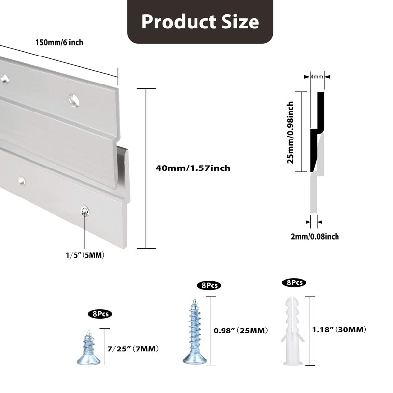 French Cleat Picture Hanger 6 Inches Aluminum Z Hanger Supports