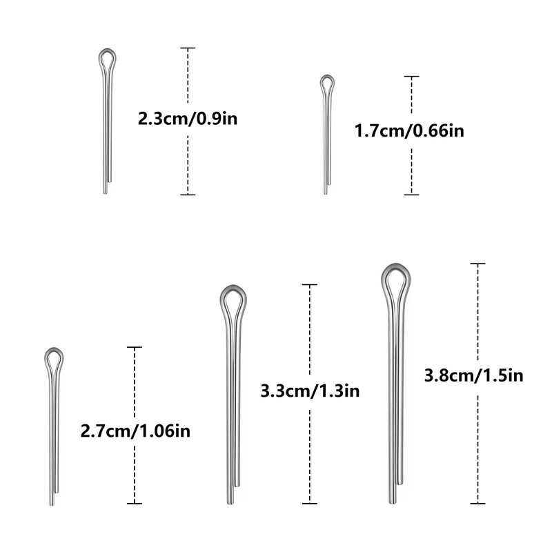ALLY-MAGIC 175 Stück Splinte Sortiment, Splint Set, Edelstahl M1- M3