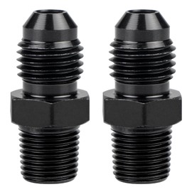 Dexepe 4AN Male Flare to 1/8 NPT Pipe Fitting Adapter Aluminum Straight Fuel Line Hose Adapter Black Anodized Fuel System Fittings 2PCS