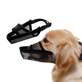 CVNRCLP Adjustable Breathable Nylon Dog Muzzle - Soft Mesh Mouth Cover for Anti-Biting, Anti-Barking, and Licking (Size M, Circumference Mouth 22-26 CM, Head 36-41 CM)