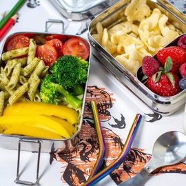 Elephant Box Stainless Steel Bento Snack Box | 3-in-1 Eco Friendly & Plastic Free, Compartment Lunch Box, 2 Tiers and Snackpod (Total Capacity 950ml)