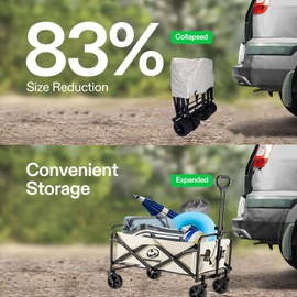 Collapsible Foldable Shopping cart,330lbs Load Big Capacity Shopping carts for Groceries, Collapsible cart with Wheels for Camping, Sports, Beach, Shopping, Garden,Picnic(Beige)