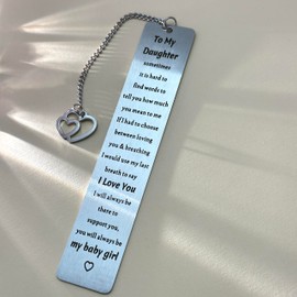 LovizoL Daughter Valentines Birthday Gift, to My Daughter Gift from Mom Dad, Inspirational Bookmark for Kids Stepdaughter, 16th 18th 21st Birthday Gift for Teen Girls Graduation Gifts for Her