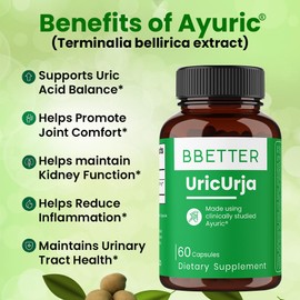 BBETTER UricUrja – Herbal Supplement with Plant-Based Extracts Traditionally Used to Support Joint Comfort & Metabolic Wellness-Helps Support Healthy metabolic Function -180 Capsules