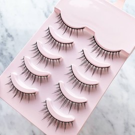 Musegetes 3D False Eyelashes Popular Black Natural Axis Soft Core Premium Fibers Hand Made A Natural Fluffy Long Soft Reusable 5 Pairs Long Middle Length Cluster Shape H22