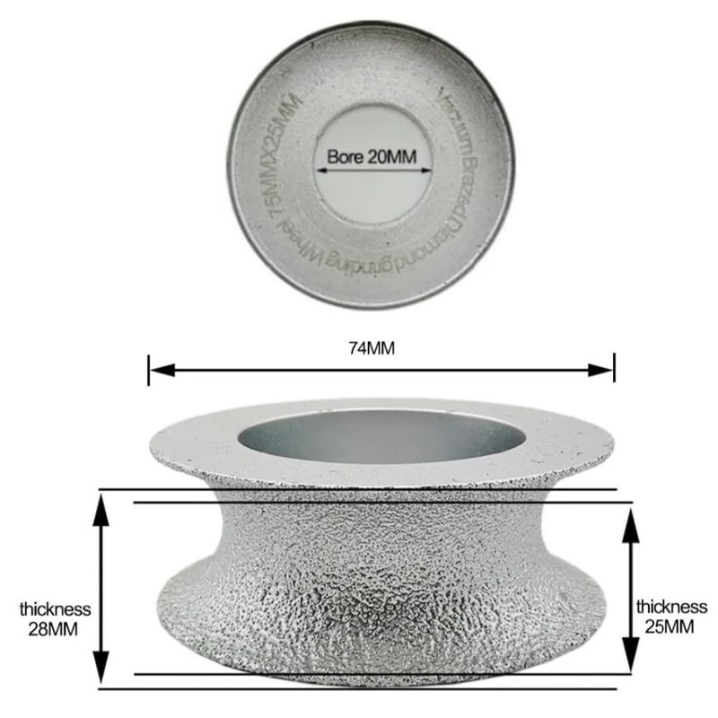 Concave Abrasive Bullnose Angle Grinder Grinding Wheel (25mm Grinding Edge)