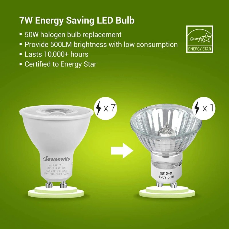 DEWENWILS GU10 LED Dimmable Bulb 3000K Warm White Track Lighting