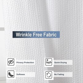 OWENIE White Shower Curtain or Bathroom 72x72 Inch, 3D Embossed Textured Waffle Fabric Shower Curtains, Soft Hotel Farmhouse Style, Water Repellent, Machine Washable, White, 72" W x 72" L