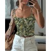 KIGRAD Women Y2k Spaghetti Strap Camo Tank Vest Backless Sleeveless