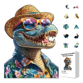 GLOBLELAND 200Pcs Spectacled Crocodile Wooden Jigsaw Puzzles for Toddler Children Learning Colorful Leisure Holiday Jigsaw Puzzles for Preschool Learning Birthday Gifts